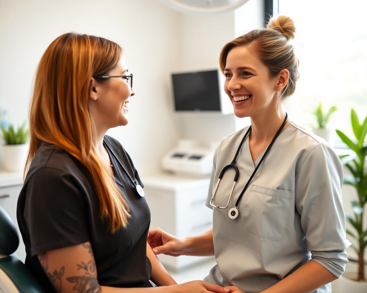 Dr R. Sehlako warmly greeting a patient